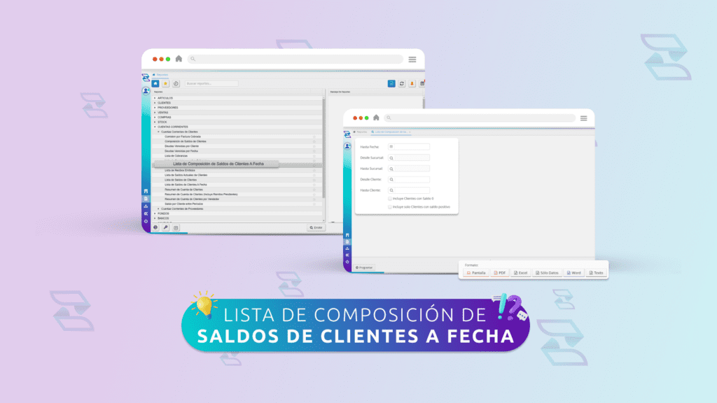 Listas de Composición de Saldos de Clientes a Fecha