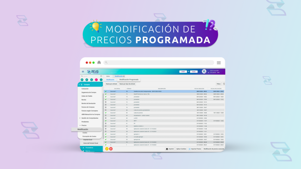 Modificación Programada de Precios