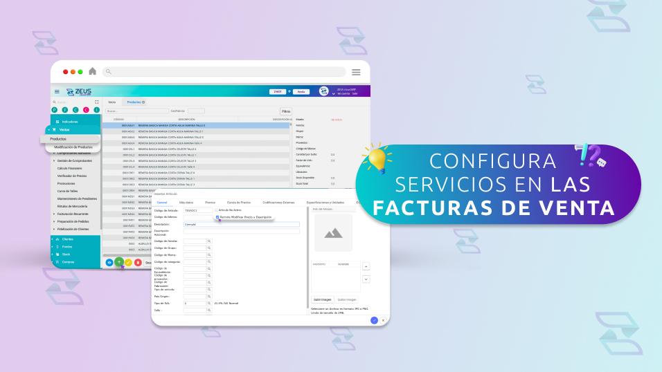 Configurar Servicios para Facturas de Ventas