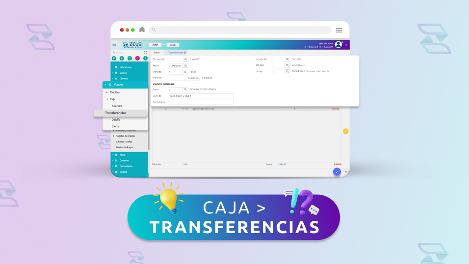 Transferencias de dinero entre cajas con nuestro ERP