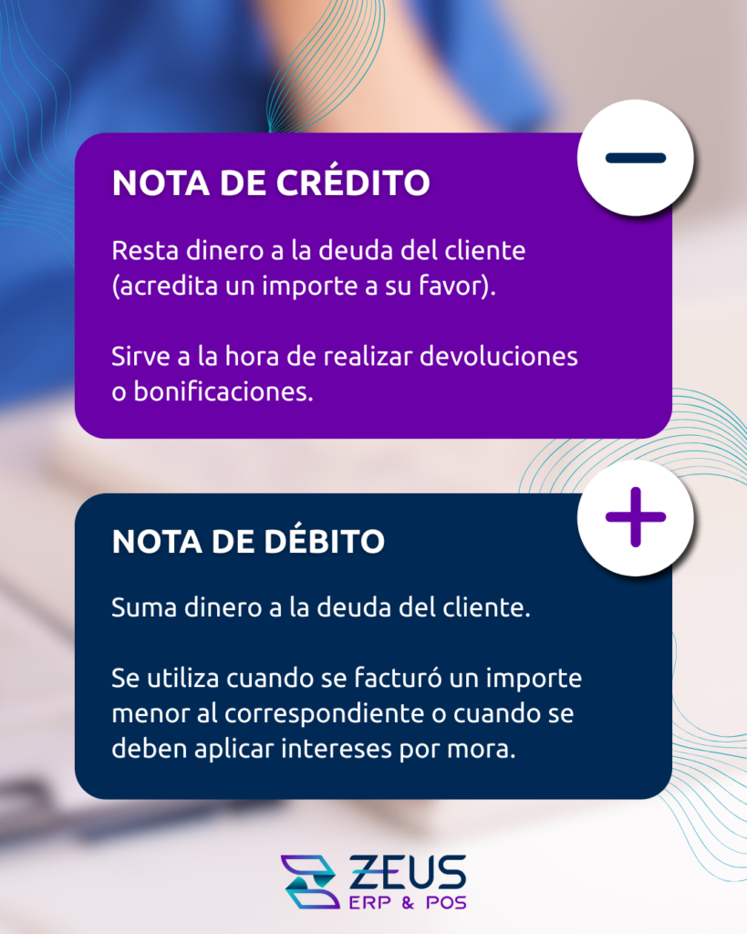 Comparativa entre la nota de crédito y nota de débito.